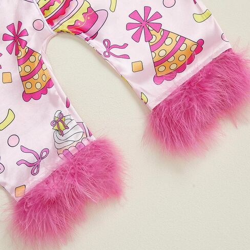 fyclemt Newborn Baby Girl Birthday Pajamas Silk Stain Pjs Cake Bow Balloons Short Sleeve Romper One Piece Jumpsuit Sleepwear in Saudi Arabia
