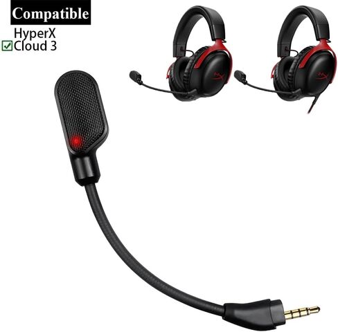 BUTIAO Cloud 3 Mic Boom، ميكروفون بديل 3.5 مم إلغاء الضوضاء قابل للفصل مع أجزاء إصلاح مؤشر LED كتم الصوت لسماعة الألعاب Kingston HyperX Cloud III/Cloud 3 in Saudi Arabia