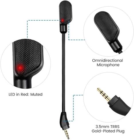 BUTIAO Cloud 3 Mic Boom، ميكروفون بديل 3.5 مم إلغاء الضوضاء قابل للفصل مع أجزاء إصلاح مؤشر LED كتم الصوت لسماعة الألعاب Kingston HyperX Cloud III/Cloud 3 in Saudi Arabia
