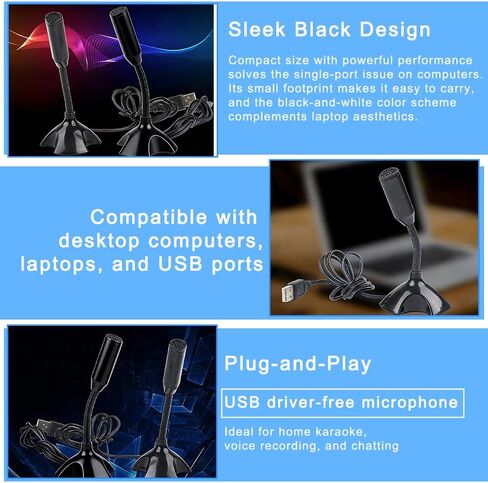 USB Computer Microphone Professional Network Chat Tool Plug and Play Suitable for Desktop and Laptop Computers (Black) in Saudi Arabia