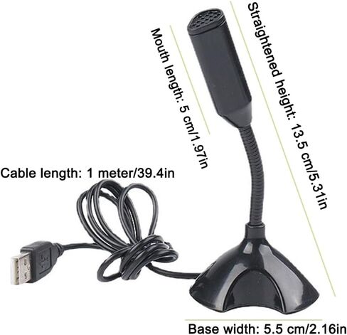 USB Computer Microphone Professional Network Chat Tool Plug and Play Suitable for Desktop and Laptop Computers (Black) in Saudi Arabia