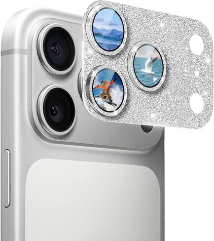 1 Pack Compatible for iPhone 17 Pro Max Camera Lens Protector Glitter, Bling Diamond Ring Anti-scratch 9H Tempered Lens Cover Easy Installation iPhone 17 Pro Max Lens Protector-Diamond Silver in Saudi Arabia