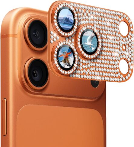 1 Pack Compatible for iPhone 17 Pro Max Camera Lens Protector Glitter, Bling Diamond Ring Anti-scratch 9H Tempered Lens Cover Easy Installation iPhone 17 Pro Max Lens Protector-Diamond Silver in Saudi Arabia