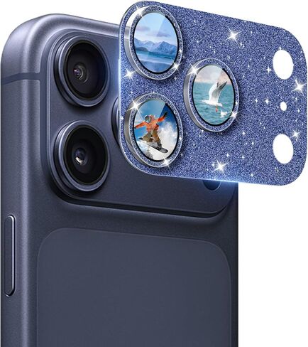 1 Pack Compatible for iPhone 17 Pro Max Camera Lens Protector Glitter, Bling Diamond Ring Anti-scratch 9H Tempered Lens Cover Easy Installation iPhone 17 Pro Max Lens Protector-Diamond Silver in Saudi Arabia