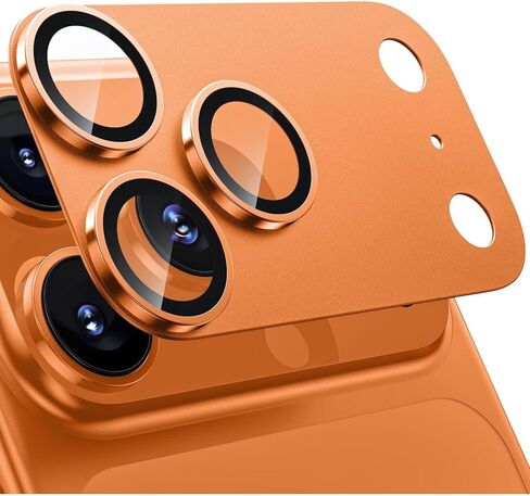 Armor Camera Lens Protector for iPhone 17 Pro 17 Pro Max Aluminum Metal Ring Lens Tempered Glass Film Case Cap (Orange,for 17pro max) in Saudi Arabia