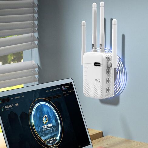 WiFi Extender Signal Booster, AC1200Mbps Dual Band (5.8GHz/2.4GHz), WiFi Booster with Ethernet Port up to 12880 Sq.ft for 105+ Devices, with 4 Antennas 360° Coverage in Saudi Arabia