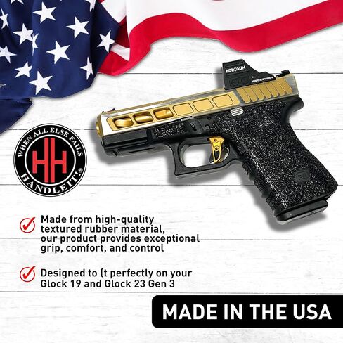 Handleitgrips Gun Grip Tape Compatible with Glock 19/23 Gen 3 - Black Edge Series Pistol Grip Tape, Easy Installation, Gun Skins, Veteran Owned in Saudi Arabia