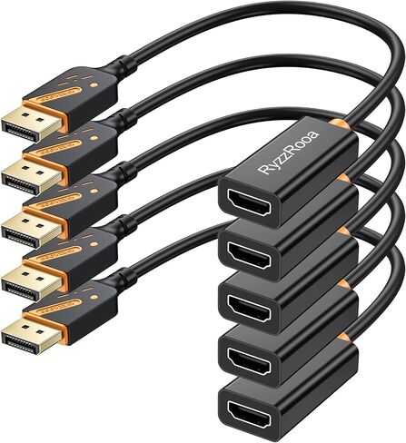 منفذ عرض 4K إلى محول HDMI، 5 حزم، 10.2 جيجابت في الثانية DP 1.2 إلى HDMI 1.4 محول، أحادي الاتجاه (ذكر إلى أنثى) متوافق مع الشاشة والكمبيوتر المحمول والكمبيوتر الشخصي وجهاز العرض والتلفزيون in Saudi Arabia