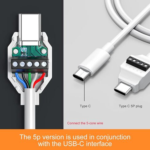 Solderless Type C Male Connector 5 Pin 4 Pin Crimp Terminal Adapter Cable Repair Easy Assembly Black Type USB Plug in Saudi Arabia
