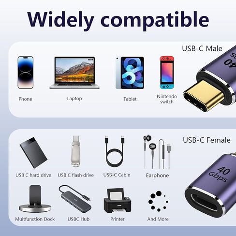 محول موسع USB C من Nelumbo بسرعة 40 جيجابت في الثانية، محول تمديد USB C ذكر إلى أنثى 8K 60 هرتز، USB من النوع C ذكر إلى أنثى PD 100 وات شحن سريع USB 4 Thunderbolt 4 لجهاز MacBook Pro (3 قطع) in Kuwait