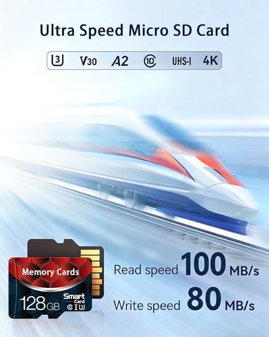 128GB Micro SD Card with Adapter, microSDXC Memory Card for Camera, Drone, U3, A2, V30, 4K UHD, UHS-I, SD Card in Saudi Arabia