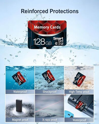 128GB Micro SD Card with Adapter, microSDXC Memory Card for Camera, Drone, U3, A2, V30, 4K UHD, UHS-I, SD Card in Saudi Arabia
