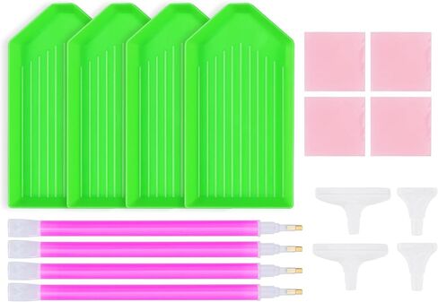 SWATOM 15 PCS أدوات الطلاء فن الماس 5D الماس الإكسسوارات الفنية مع قلم الحفر ودرج DIY لوازم مجموعة للأطفال البالغين in Kuwait
