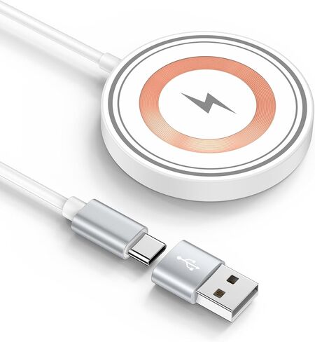 Magnetic Wireless Magsafe Charger for iPhone, Charging Pad for iPhone 17/16/15/14/13/12 Series & AirPods Pro 4/3, 15W Magnetic Wireless Charger for USB-C/A Ports, Fast Wireless Charging Pad for Apple in Saudi Arabia