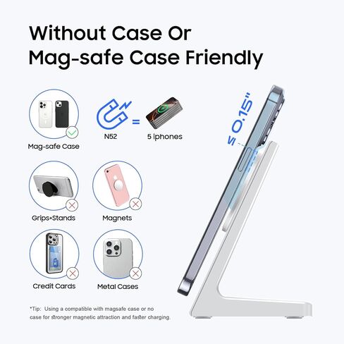 لحامل شاحن MagSafe، محطة شحن لاسلكية مغناطيسية سريعة 20 وات، شاحن لاسلكي مكتبي قابل للالتصاق لهواتف iPhone 17/16/15/14/13/12 Pro/Pro Max Series (أبيض) in Saudi Arabia