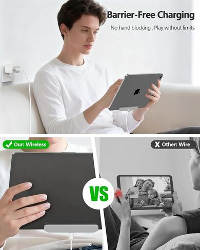 شاحن لاسلكي مغناطيسي لجهاز iPad الجيل العاشر، iPad (A16) فقط، قاعدة شحن لاسلكية من سبيكة موصل ذكي للشحن السريع بقدرة 18 وات مع كابل سلك USB-C in Kuwait