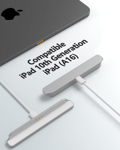 شاحن لاسلكي مغناطيسي لجهاز iPad الجيل العاشر، iPad (A16) فقط، قاعدة شحن لاسلكية من سبيكة موصل ذكي للشحن السريع بقدرة 18 وات مع كابل سلك USB-C in Kuwait
