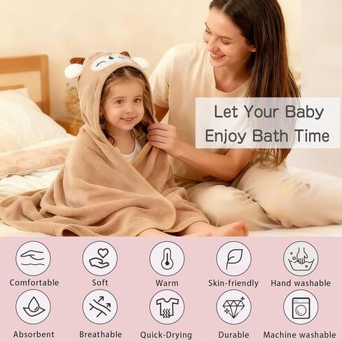 12 PCS Baby Bath Towels Set, 3 PCS Hooded Baby Towels & 9 PCS Washcloths, 32x32 Inches Ultra Absorbent Cute Soft Newborn Essentials Gift for Boys & Girls (Pink + Brown + Blue) in Saudi Arabia