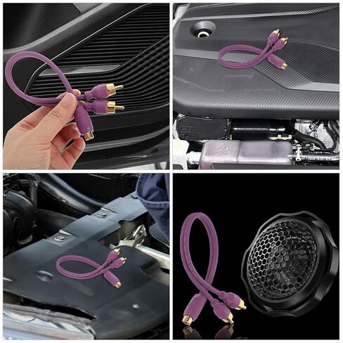 2pcs Car Audio RCA Splitter Cable Y Adapter, Dual Male to Female Audio Coaxial Wire for Car Amplifier and Subwoofer, Compatible with CD Player and Home Theater Systems in Saudi Arabia