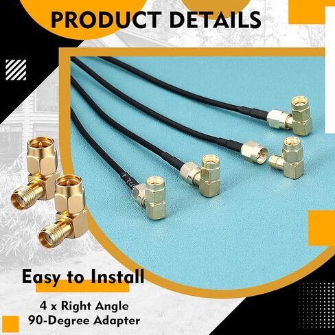 5 قطع هوائي 5G 4×4 MIMO هوائي متعدد الاتجاهات مثبت على المسمار مع SMA ذكر إلى أنثى محول الزاوية اليمنى لأجهزة التوجيه 5G وبوابات نقطة اتصال الإنترنت المنزلية in Saudi Arabia
