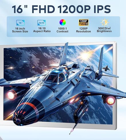 شاشة كمبيوتر محمول FOPO مقاس 16 بوصة محمولة، شاشة رباعية، كابل واحد فقط لـ 3 شاشات، موسع كمبيوتر محمول FHD 1200P IPS متوافق مع Wins/Mac لأجهزة الكمبيوتر المحمولة مقاس 13.6 بوصة - 18.5 بوصة in Kuwait