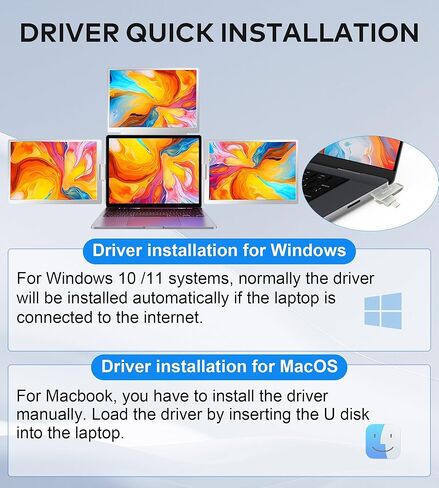 شاشة كمبيوتر محمول FOPO مقاس 16 بوصة محمولة، شاشة رباعية، كابل واحد فقط لـ 3 شاشات، موسع كمبيوتر محمول FHD 1200P IPS متوافق مع Wins/Mac لأجهزة الكمبيوتر المحمولة مقاس 13.6 بوصة - 18.5 بوصة in Kuwait