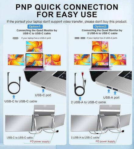 شاشة كمبيوتر محمول FOPO مقاس 16 بوصة محمولة، شاشة رباعية، كابل واحد فقط لـ 3 شاشات، موسع كمبيوتر محمول FHD 1200P IPS متوافق مع Wins/Mac لأجهزة الكمبيوتر المحمولة مقاس 13.6 بوصة - 18.5 بوصة in Kuwait