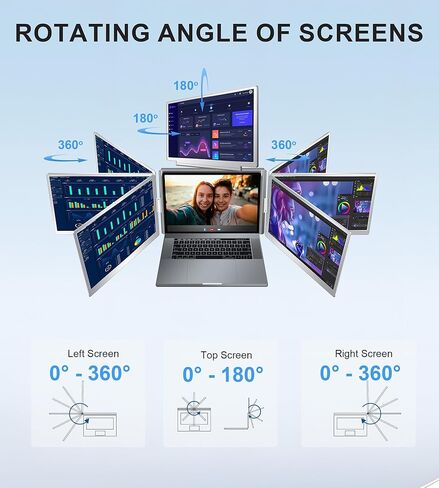 شاشة كمبيوتر محمول FOPO مقاس 16 بوصة محمولة، شاشة رباعية، كابل واحد فقط لـ 3 شاشات، موسع كمبيوتر محمول FHD 1200P IPS متوافق مع Wins/Mac لأجهزة الكمبيوتر المحمولة مقاس 13.6 بوصة - 18.5 بوصة in Kuwait