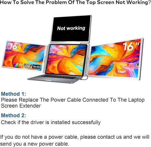 شاشة كمبيوتر محمول FOPO مقاس 16 بوصة محمولة، شاشة رباعية، كابل واحد فقط لـ 3 شاشات، موسع كمبيوتر محمول FHD 1200P IPS متوافق مع Wins/Mac لأجهزة الكمبيوتر المحمولة مقاس 13.6 بوصة - 18.5 بوصة in Kuwait