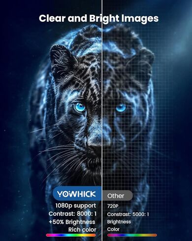 جهاز عرض صغير، جهاز عرض فيديو YOWHICK 2026 مطور بدقة Full HD 1080P، جهاز عرض أفلام محمول للمسرح المنزلي، متوافق مع iOS/Android/Windows/TV Stick/Box/USB/HDMI، هدايا عيد الحب in Kuwait