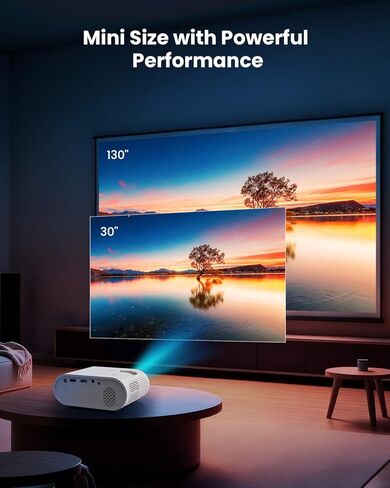 جهاز عرض صغير، جهاز عرض فيديو YOWHICK 2026 مطور بدقة Full HD 1080P، جهاز عرض أفلام محمول للمسرح المنزلي، متوافق مع iOS/Android/Windows/TV Stick/Box/USB/HDMI، هدايا عيد الحب in Kuwait