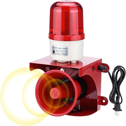 QWORK Industrial Siren Alarm Strobe Light, AC110V-120V, 120dB Emergency Strobe Security Alarm for Warehouse, Factory, School (No Switch, Always On) in Saudi Arabia