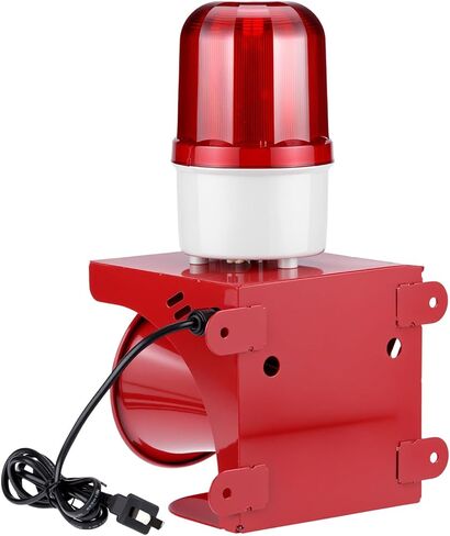 QWORK Industrial Siren Alarm Strobe Light, AC110V-120V, 120dB Emergency Strobe Security Alarm for Warehouse, Factory, School (No Switch, Always On) in Saudi Arabia