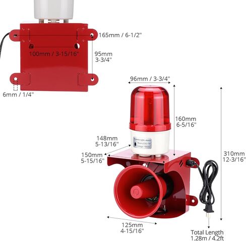 QWORK Industrial Siren Alarm Strobe Light, AC110V-120V, 120dB Emergency Strobe Security Alarm for Warehouse, Factory, School (No Switch, Always On) in Saudi Arabia