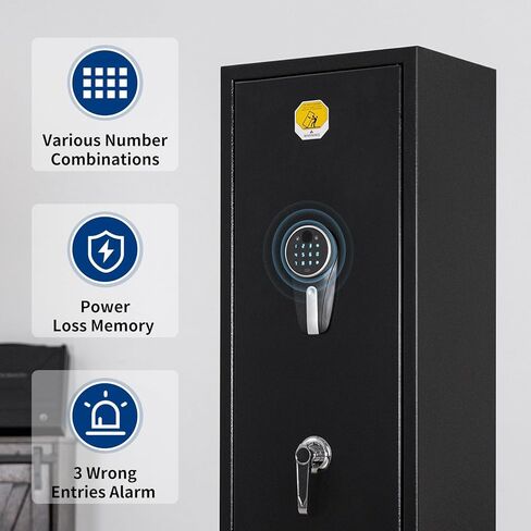 BlackSmith Biometric Gun Safe for Rifles Home Long Gun Safe Quick Access Fingerprint Recognition Pistols Safe Keypad Wall Mount Large Gun Cabinet with Lock Box Pistol Rack Pockets Ammo Storage in Saudi Arabia