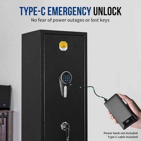BlackSmith Biometric Gun Safe for Rifles Home Long Gun Safe Quick Access Fingerprint Recognition Pistols Safe Keypad Wall Mount Large Gun Cabinet with Lock Box Pistol Rack Pockets Ammo Storage in Saudi Arabia