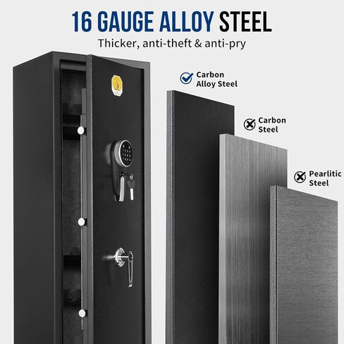 BlackSmith Biometric Gun Safe for Rifles Home Long Gun Safe Quick Access Fingerprint Recognition Pistols Safe Keypad Wall Mount Large Gun Cabinet with Lock Box Pistol Rack Pockets Ammo Storage in Saudi Arabia