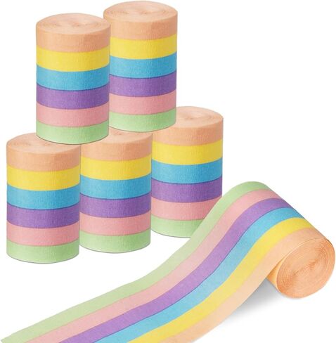 6 رولز قوس قزح الطرف اللافتات الورقية الكريب ، زخارف حفلات قوس قزح لعيد ميلاد عيد ميلاد العازبة باستيك زفاف دش الطفل الكبرياء in Kuwait