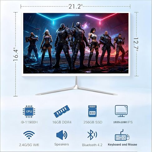 23.8" Inch All-in-One Gaming Computer PC, FHD Display 1920x1080, 16GB DDR4 RAM 256GB SSD, CPU Core i9-11900H (2.5GHz-MAX 4.9GHz), Windows 11 Pro/HDMI, USB3.0, BT4.2, Wired Keyboard & Mouse in Saudi Arabia