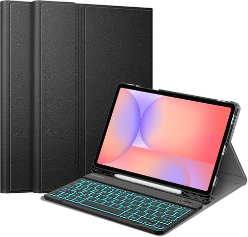 حافظة لوحة المفاتيح Fintie ذات الإضاءة الخلفية لجهاز Samsung Galaxy Tab S10 Lite/ S10 FE/ S9 FE 5G 10.9 بوصة/Tab S9 11 بوصة مع حامل قلم S، غطاء واقٍ للوحة المفاتيح بلوتوث بإضاءة خلفية قابلة للفصل بـ 7 ألوان، أسود in Kuwait