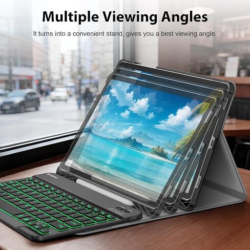 حافظة لوحة المفاتيح Fintie ذات الإضاءة الخلفية لجهاز Samsung Galaxy Tab S10 Lite/ S10 FE/ S9 FE 5G 10.9 بوصة/Tab S9 11 بوصة مع حامل قلم S، غطاء واقٍ للوحة المفاتيح بلوتوث بإضاءة خلفية قابلة للفصل بـ 7 ألوان، أسود in Kuwait