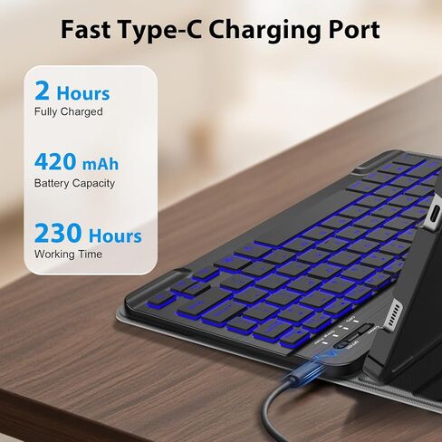 حافظة لوحة المفاتيح Fintie ذات الإضاءة الخلفية لجهاز Samsung Galaxy Tab S10 Lite/ S10 FE/ S9 FE 5G 10.9 بوصة/Tab S9 11 بوصة مع حامل قلم S، غطاء واقٍ للوحة المفاتيح بلوتوث بإضاءة خلفية قابلة للفصل بـ 7 ألوان، أسود in Kuwait