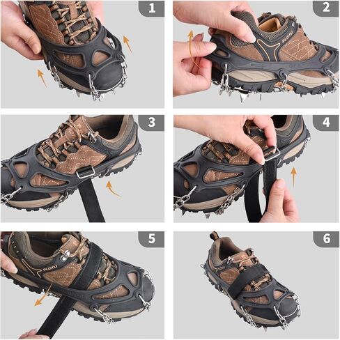 YAPJEB Ice Cleats Crampons Ice Snow Grips 19 24 Spikes Traction Snow Grips Anti Slip Snow Cleats for Shoes Boots in Kuwait