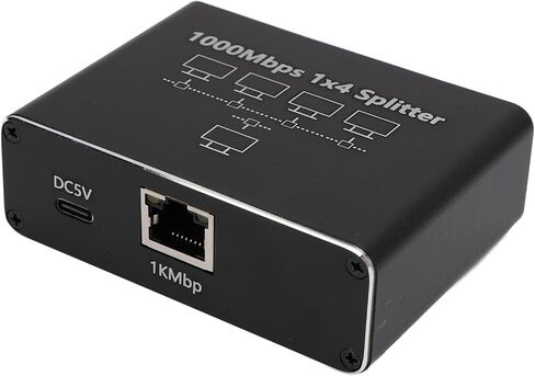 Ethernet Splitter 1 to 4, USB C Powered Gigabit Network Hub, 1000Mbps High Speed, Plug and Play, Aluminum Alloy, with RJ45 Connector, for Cat 8 7 6 Computer Router TV in Saudi Arabia