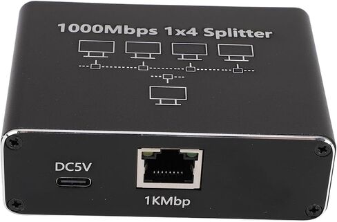 Ethernet Splitter 1 to 4, USB C Powered Gigabit Network Hub, 1000Mbps High Speed, Plug and Play, Aluminum Alloy, with RJ45 Connector, for Cat 8 7 6 Computer Router TV in Saudi Arabia