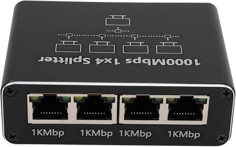 Ethernet Splitter 1 to 4, USB C Powered Gigabit Network Hub, 1000Mbps High Speed, Plug and Play, Aluminum Alloy, with RJ45 Connector, for Cat 8 7 6 Computer Router TV in Saudi Arabia