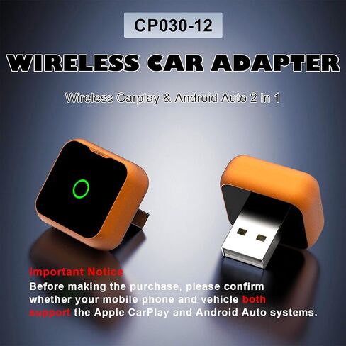 محول CarPlay لاسلكي 2 في 1 لأجهزة iPhone وAndroid Auto Mini الحجم، (إصدار 2026، نظام قابل للترقية)، يحول السلك إلى اتصال لاسلكي سريع، اتصال تلقائي سريع، اتصال ثابت للتوصيل والتشغيل in Saudi Arabia
