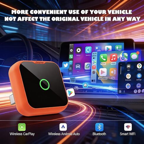 محول CarPlay لاسلكي 2 في 1 لأجهزة iPhone وAndroid Auto Mini الحجم، (إصدار 2026، نظام قابل للترقية)، يحول السلك إلى اتصال لاسلكي سريع، اتصال تلقائي سريع، اتصال ثابت للتوصيل والتشغيل in Saudi Arabia