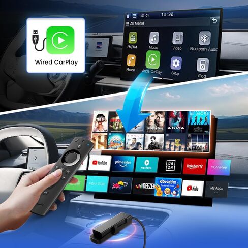Carlinkit Wireless CarPlay Adapter 3-in-1︱Designed for TV Sticks︱for Wired CarPlay Cars︱Support converting Wired CarPlay to Wireless CarPlay & Android Auto︱Support HDMI Port Fir e TV Sticks inputting in Saudi Arabia