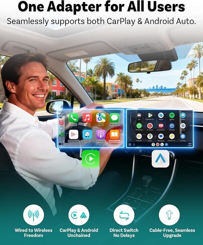محول CarPlay اللاسلكي OTTOCAST Mini Pico، لا مزيد من الكابلات، ذاكرة هاتف مزدوجة، مفتاح بزر واحد، Wi-Fi 6 وBluetooth 5.4 in Kuwait